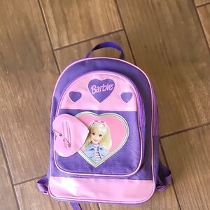 Vintage 1990s New Barbie Purple and Pink Heart Backpack